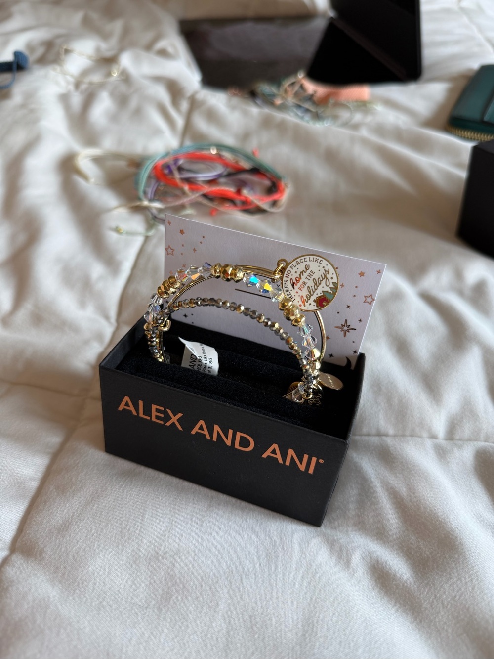 Alex and Ani Gold Beaded Crystal Stackable Bracelet Set